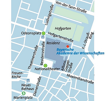 Lageplan zur Bayerischen Akademie der Wissenschaften